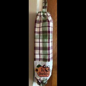 Harvest Pumpkin Plastic Bag Holder Thankful (Handmade)